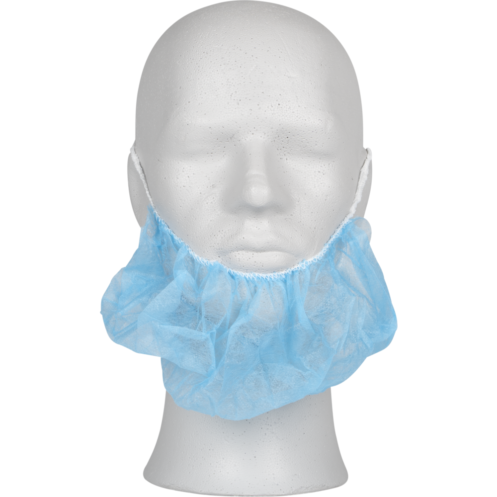 Skäggskydd m öronband blå L