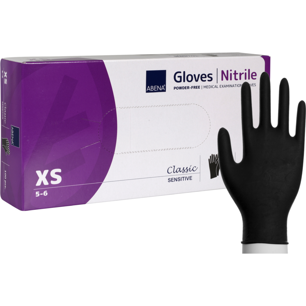 Nitrilhandske classic puderfri svart XS