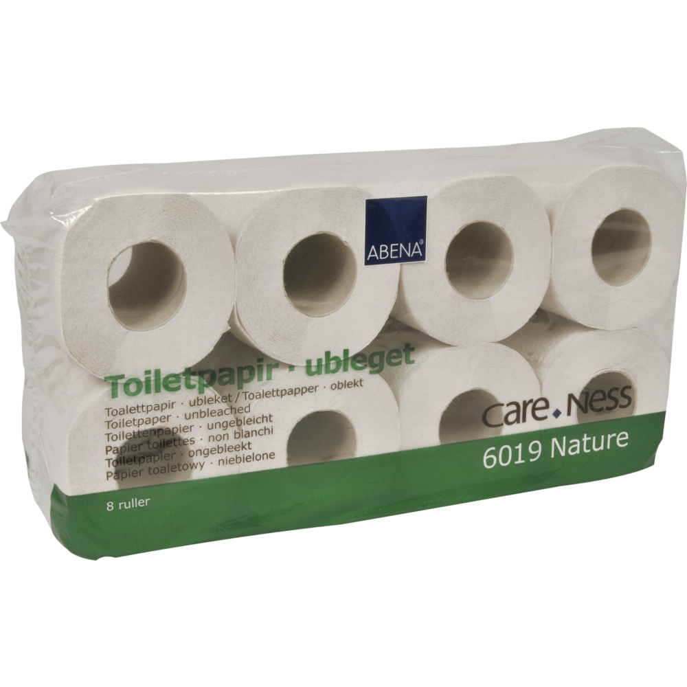 Toalettpapper, ABENA Care-Ness Nature, 2-lags, 31,25m x 9,6cm, Ø11,5cm, natur, papper