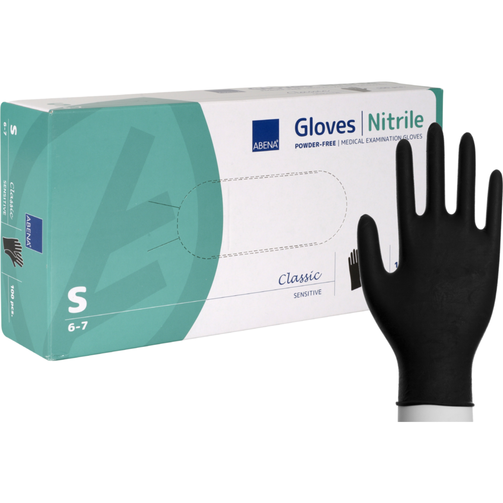 Nitrilhandske classic puderfri svart S