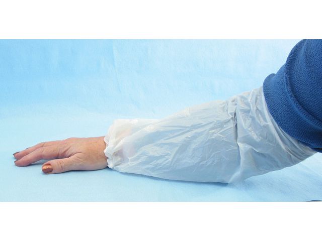 Ärmskydd i LDPE m resår 40cm vit 100/FP