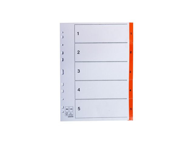 Register plastflik 1-5 orange 20/FP