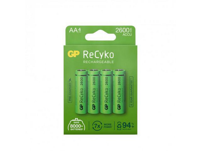 Batteri Laddbar GP Recyko 2600 AA 4/FP